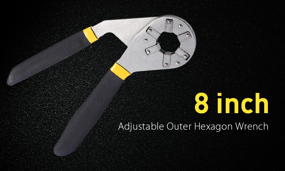 Adjustable Outer Hexagon Wrench 8 inch- Yellow and Black Adjustable Outer Hexagon Wrench 8 inch- Yellow and Black