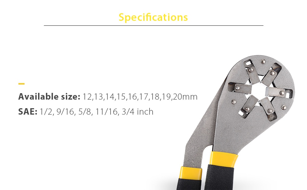 Adjustable Outer Hexagon Wrench 8 inch- Yellow and Black Adjustable Outer Hexagon Wrench 8 inch- Yellow and Black