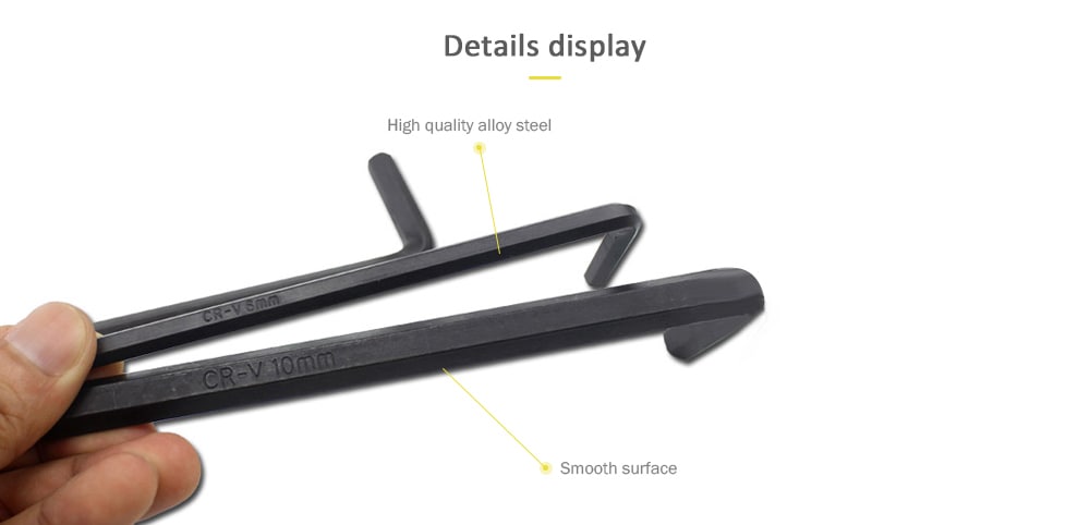 S2 Steel Middle Ball Head L-shape Hex Key Repair Tool for Inner Hexagon Screw Wrench 9pcs- Black S2 Steel Middle Ball Head L-shape Hex Key Repair Tool for Inner Hexagon Screw Wrench 9pcs- Black