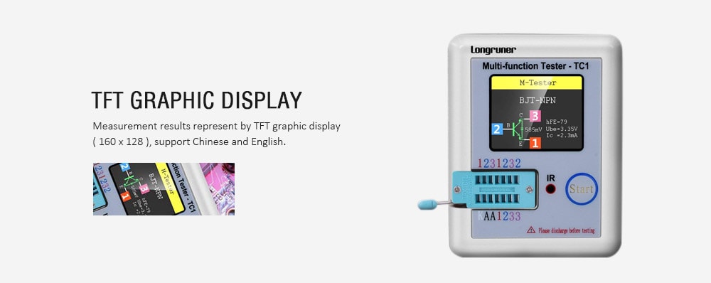 TFT Backlight Transistor Tester for Diode / Triode / Capacitor / Resistor / Transistor / LCR / ESR / NPN / PNP / MOSFET- Milk White TFT Backlight Transistor Tester for Diode / Triode / Capacitor / Resistor / Transistor / LCR / ESR / NPN / PNP / MOSFET- Milk White