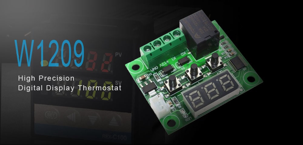 W1209 High Precision Digital Display Thermostat- Clover Green W1209 High Precision Digital Display Thermostat- Clover Green