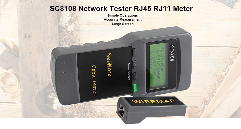 SC8108 Network Cable Tester RJ45 RJ11 Meter- Cloudy Gray SC8108 Network Cable Tester RJ45 RJ11 Meter- Cloudy Gray