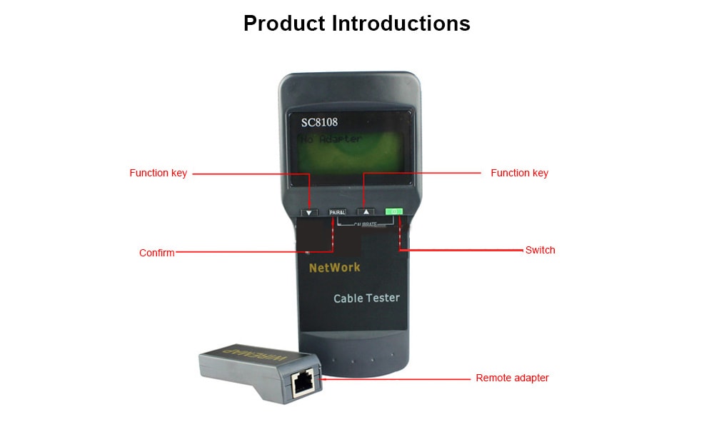 SC8108 Network Cable Tester RJ45 RJ11 Meter- Cloudy Gray SC8108 Network Cable Tester RJ45 RJ11 Meter- Cloudy Gray