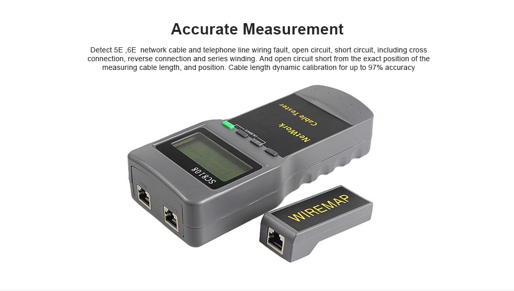 SC8108 Network Cable Tester RJ45 RJ11 Meter- Cloudy Gray SC8108 Network Cable Tester RJ45 RJ11 Meter- Cloudy Gray