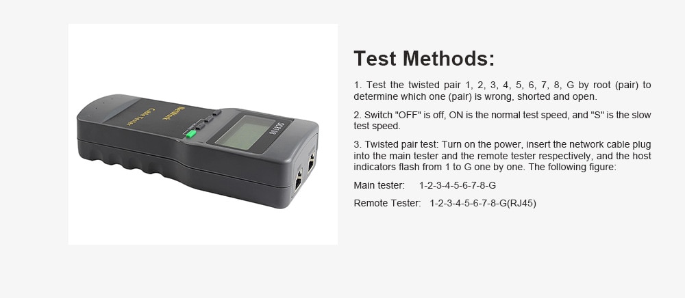 SC8108 Network Cable Tester RJ45 RJ11 Meter- Cloudy Gray SC8108 Network Cable Tester RJ45 RJ11 Meter- Cloudy Gray