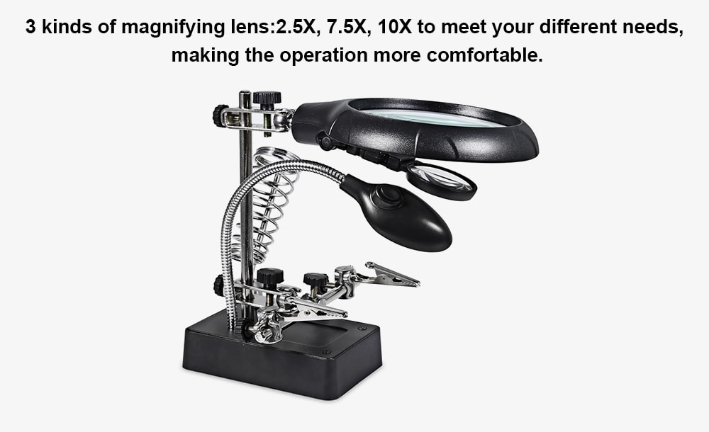Soldering Iron Station with 5 LEDs / Magnifier- Black EU Plug Soldering Iron Station with 5 LEDs / Magnifier- Black EU Plug