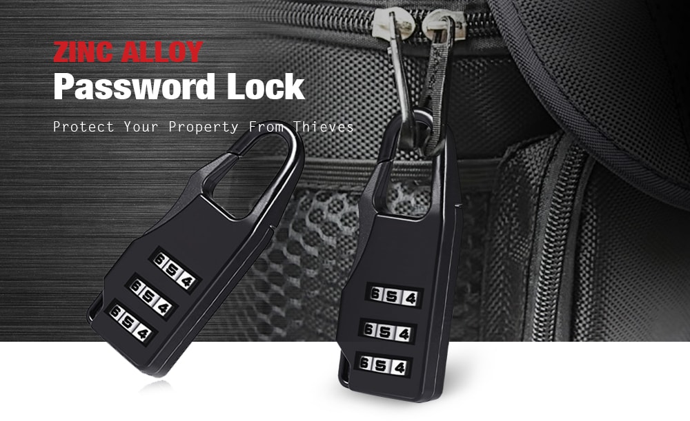 Zinc Alloy Three-digit Password Lock for Suitcase / Bag / Drawer Cupboard Door- Black Zinc Alloy Three-digit Password Lock for Suitcase / Bag / Drawer Cupboard Door- Black