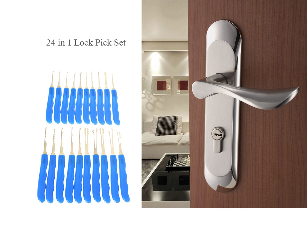 24 in 1 Manganese Steel Lock Pick Set- Blue 24 in 1 Manganese Steel Lock Pick Set- Blue
