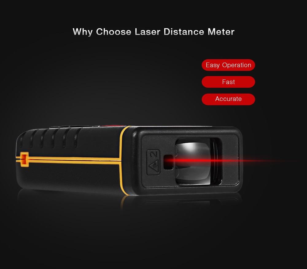 RZ A100 Portable Laser Distance Meter 0.05 to 100m with Bubble Level High Accuracy Measurement- Yellow and Black RZ A100 Portable Laser Distance Meter 0.05 to 100m with Bubble Level High Accuracy Measurement- Yellow and Black