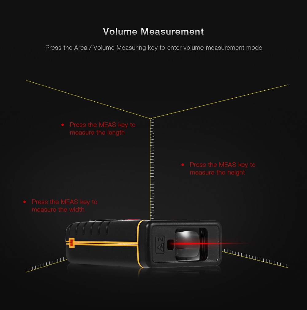 RZ A100 Portable Laser Distance Meter 0.05 to 100m with Bubble Level High Accuracy Measurement- Yellow and Black RZ A100 Portable Laser Distance Meter 0.05 to 100m with Bubble Level High Accuracy Measurement- Yellow and Black