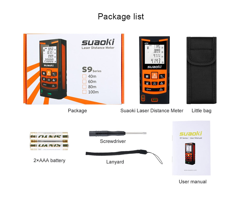 suaoki S9 laser distance meter- Orange suaoki S9 laser distance meter- Orange