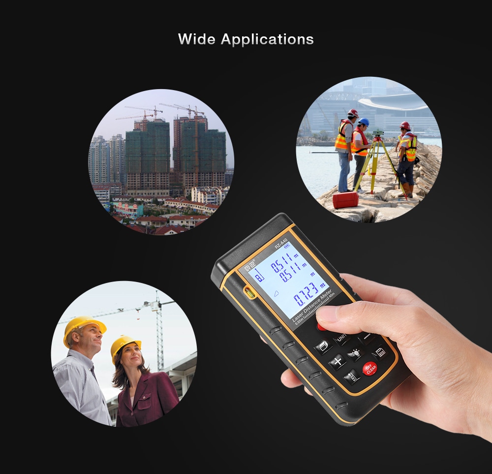 RZ A40 Portable Laser Distance Meter 0.05 to 40m with Bubble Level High Accuracy Measurement- Yellow and Black RZ A40 Portable Laser Distance Meter 0.05 to 40m with Bubble Level High Accuracy Measurement- Yellow and Black
