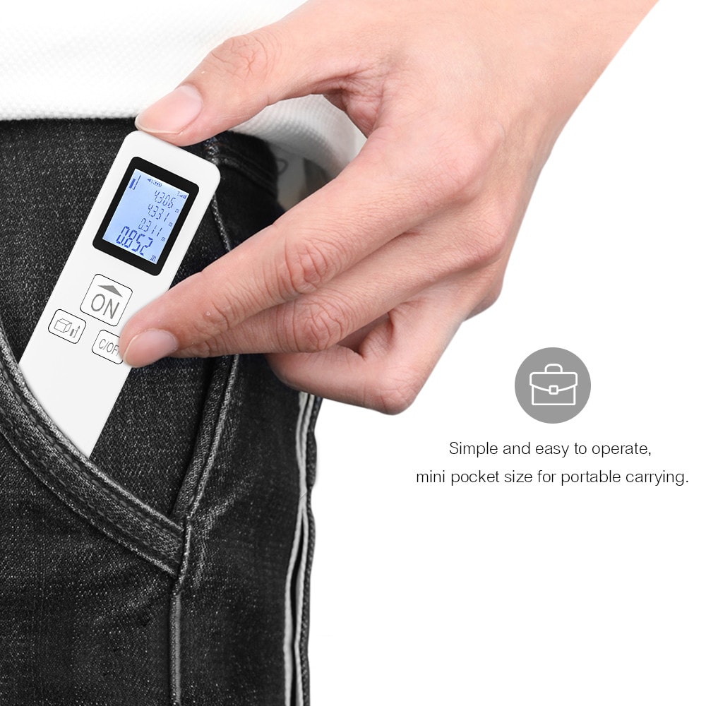 Small Handheld Laser Distance Meter Portable Rangefinder 35M- White Small Handheld Laser Distance Meter Portable Rangefinder 35M- White