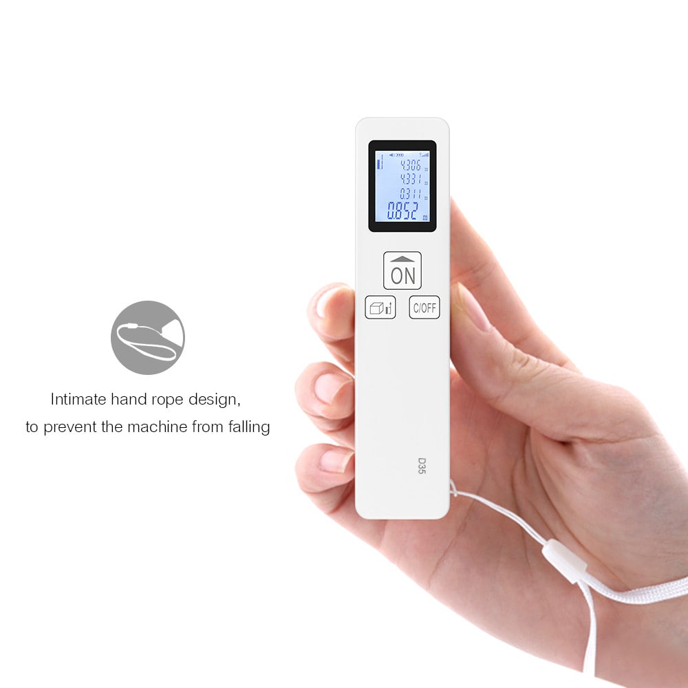 Small Handheld Laser Distance Meter Portable Rangefinder 35M- White Small Handheld Laser Distance Meter Portable Rangefinder 35M- White