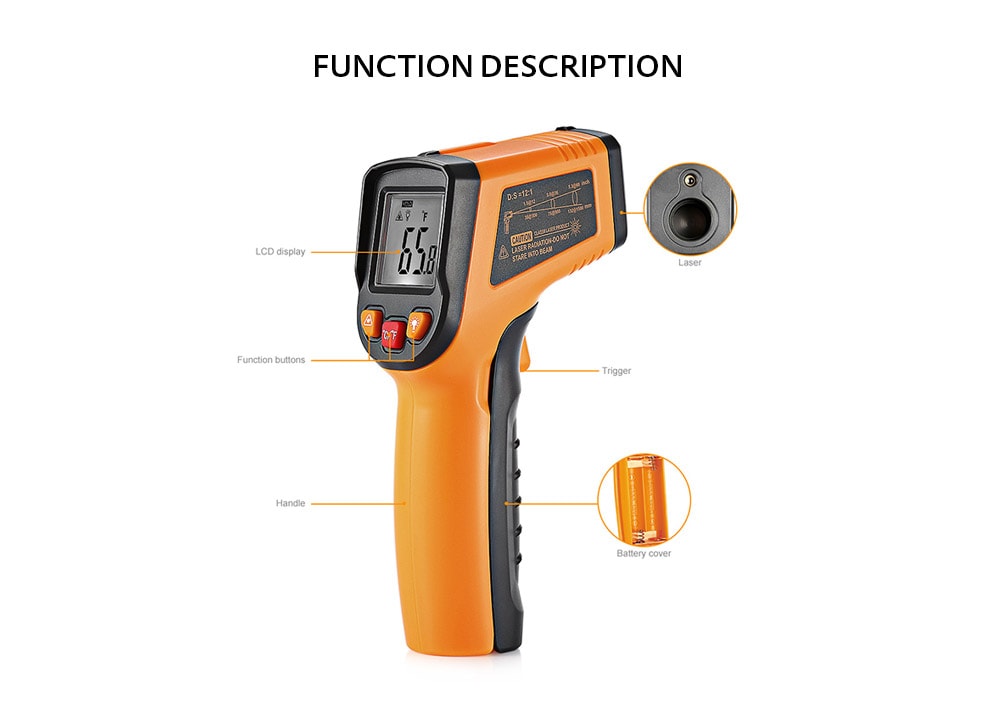 TN400 Non-contact Laser Infrared Thermometer- Deep yellow TN400 Non-contact Laser Infrared Thermometer- Deep yellow