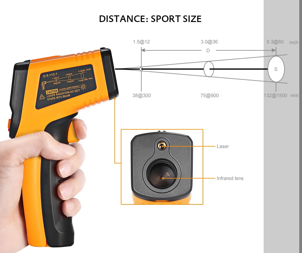 TN400 Non-contact Laser Infrared Thermometer- Deep yellow TN400 Non-contact Laser Infrared Thermometer- Deep yellow