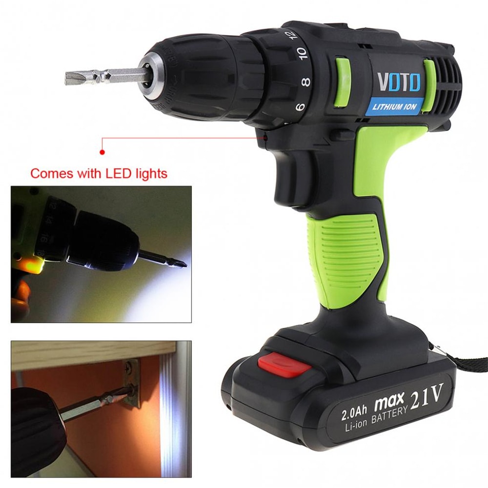 VOTO AC 100 - 240V Cordless 21V Electric Screwdriver Drill with Lithium- Salad Green US Plug (2-pin) VOTO AC 100 - 240V Cordless 21V Electric Screwdriver Drill with Lithium- Salad Green US Plug (2-pin)