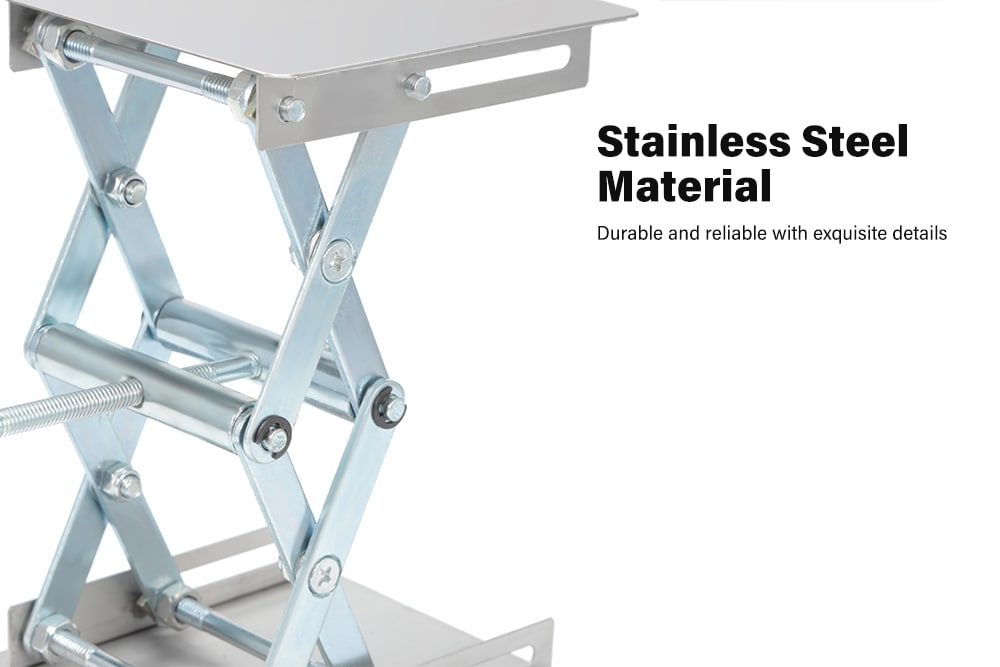 Stainless Steel Lifting Platform Stand Rack Scissor Lab Jack- Silver Stainless Steel Lifting Platform Stand Rack Scissor Lab Jack- Silver
