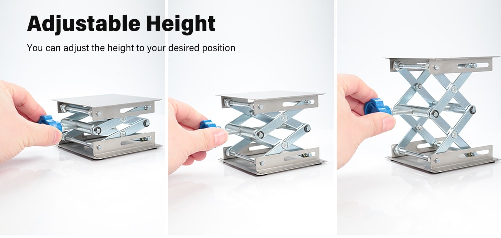 Stainless Steel Lifting Platform Stand Rack Scissor Lab Jack- Silver Stainless Steel Lifting Platform Stand Rack Scissor Lab Jack- Silver