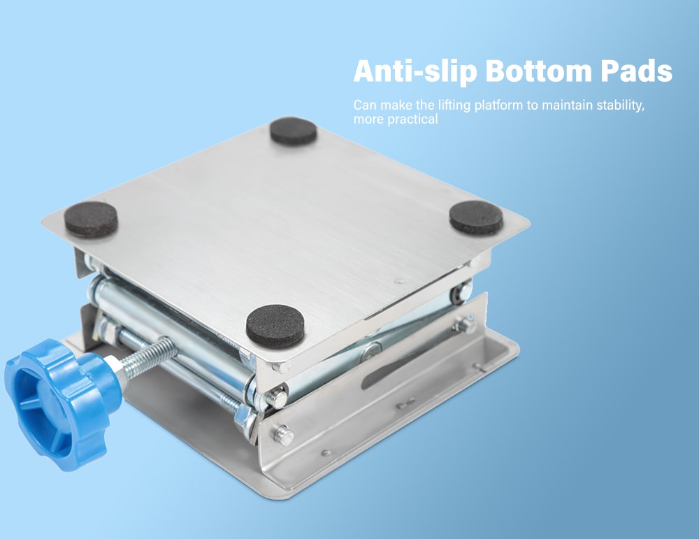 Stainless Steel Lifting Platform Stand Rack Scissor Lab Jack- Silver Stainless Steel Lifting Platform Stand Rack Scissor Lab Jack- Silver