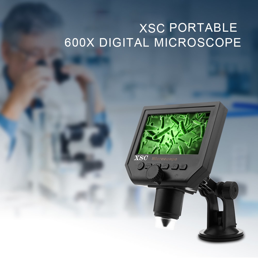 XSC G600 Portable 600x Digital Microscope with 4.3 inch HD Display- Black EU Plug XSC G600 Portable 600x Digital Microscope with 4.3 inch HD Display- Black EU Plug