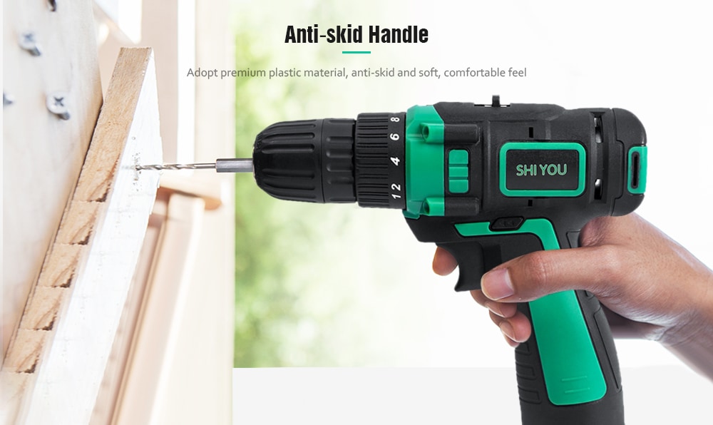 Shiyou 12V Two-way LED Cordless Electric Drill - Light Sea Green Shiyou 12V Two-way LED Cordless Electric Drill - Light Sea Green