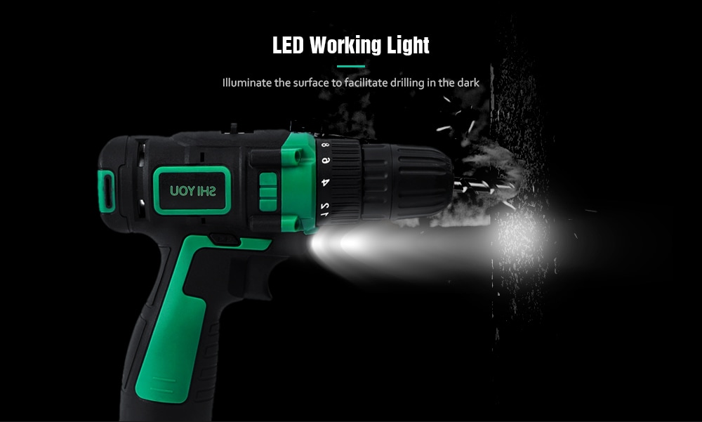Shiyou 12V Two-way LED Cordless Electric Drill - Light Sea Green Shiyou 12V Two-way LED Cordless Electric Drill - Light Sea Green
