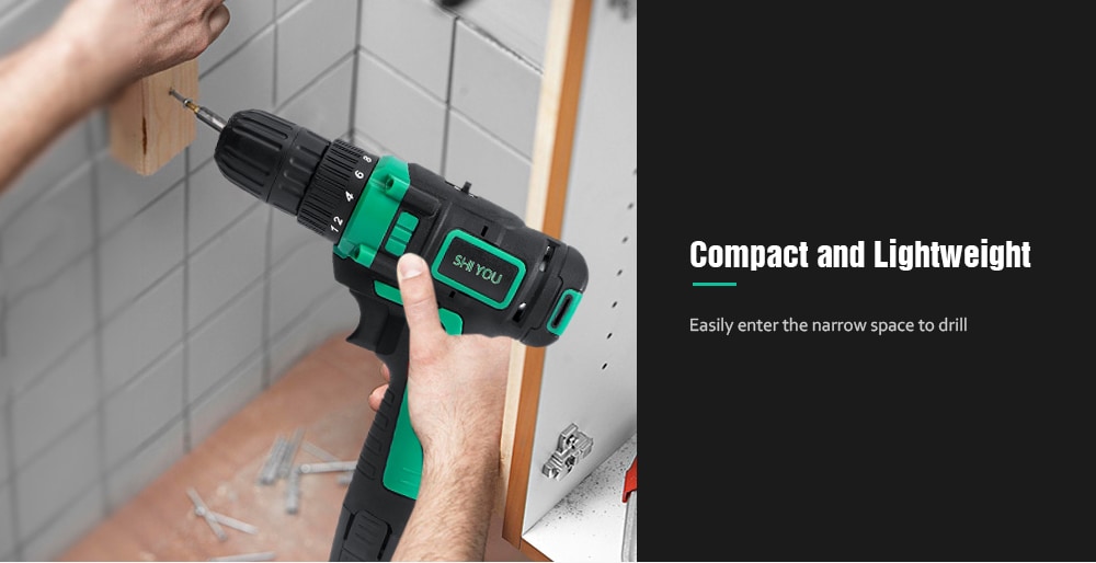 Shiyou 12V Two-way LED Cordless Electric Drill - Light Sea Green Shiyou 12V Two-way LED Cordless Electric Drill - Light Sea Green