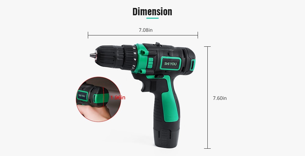 Shiyou 12V Two-way LED Cordless Electric Drill - Light Sea Green Shiyou 12V Two-way LED Cordless Electric Drill - Light Sea Green