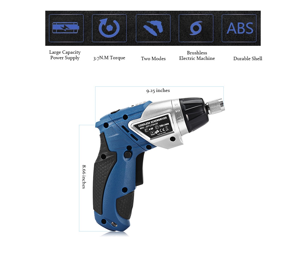 Multifunctional 4.0V Li-ion 180 Degree Rotation Rechargeable Electric Screwdriver Set- Blue Multifunctional 4.0V Li-ion 180 Degree Rotation Rechargeable Electric Screwdriver Set- Blue