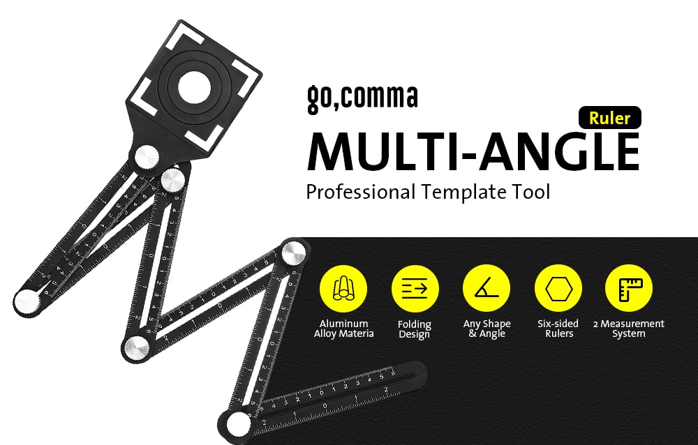 gocomma Universal Scaleplate Multi Angle Measuring Tool - Black gocomma Universal Scaleplate Multi Angle Measuring Tool - Black