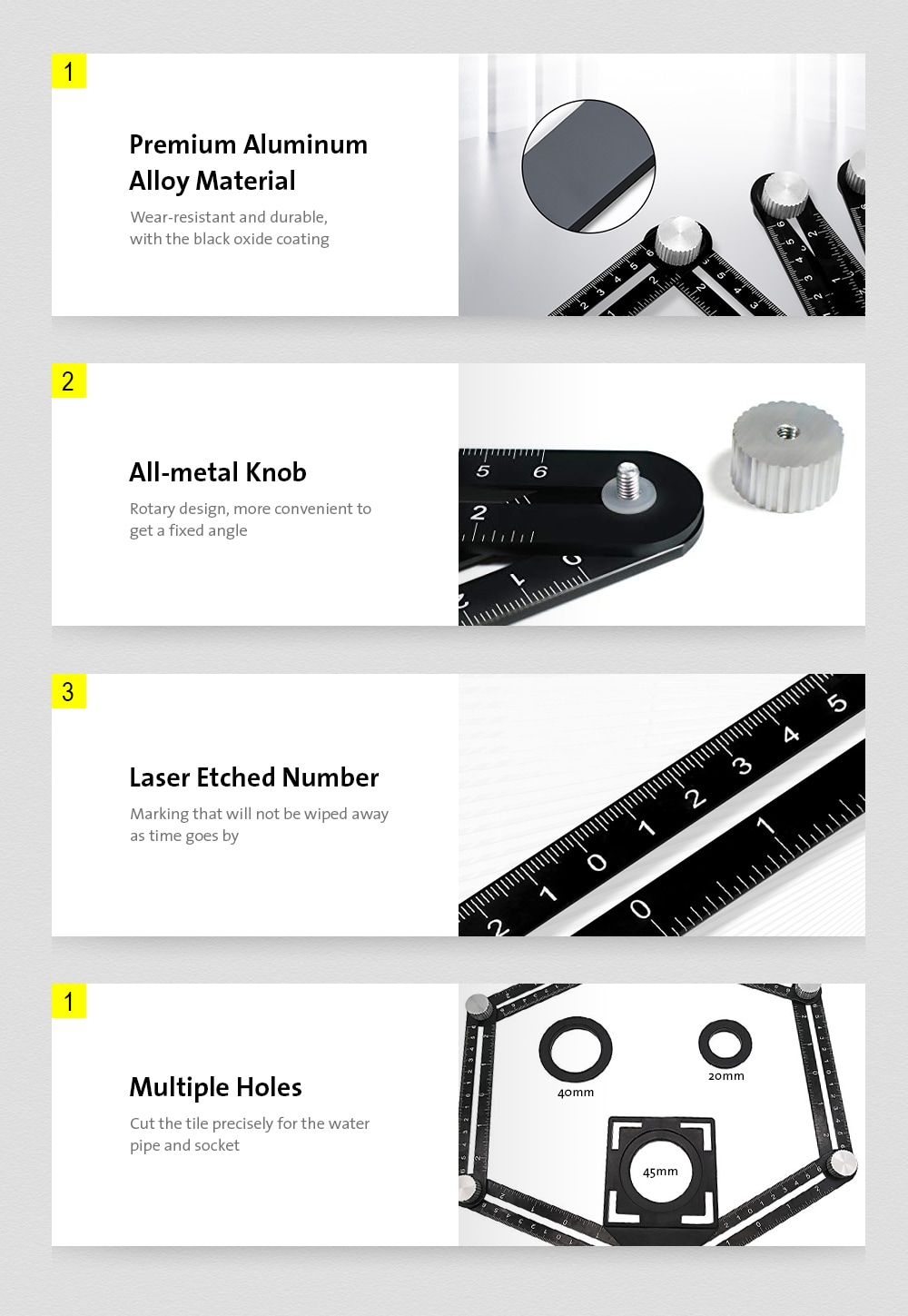 gocomma Universal Scaleplate Multi Angle Measuring Tool - Black gocomma Universal Scaleplate Multi Angle Measuring Tool - Black