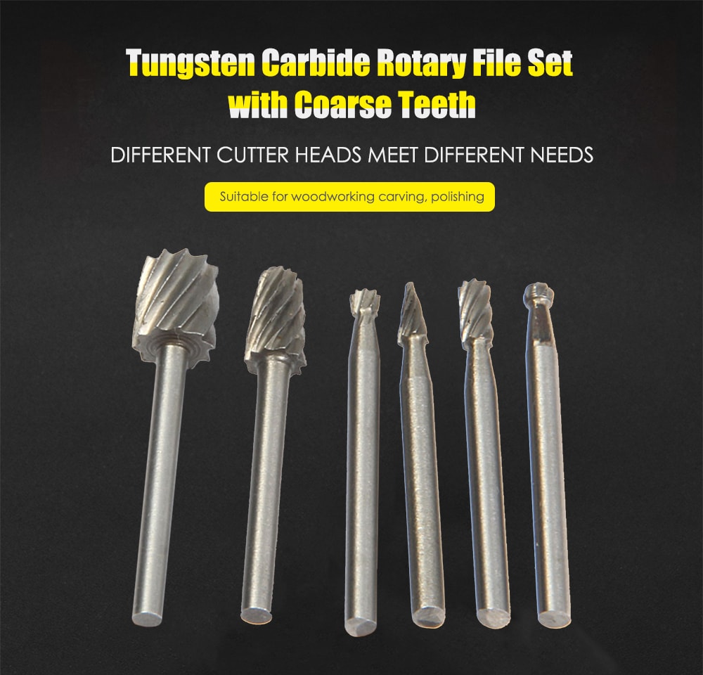 WLXY Woodwork Cutter Tungsten Steel Alloy Rotary File Set- Silver WLXY Woodwork Cutter Tungsten Steel Alloy Rotary File Set- Silver