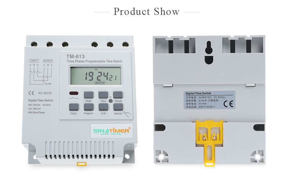 TM613 380V LCD Digital Multipurpose Three Phases Programmable Control Power Timer Switch- White TM613 380V LCD Digital Multipurpose Three Phases Programmable Control Power Timer Switch- White