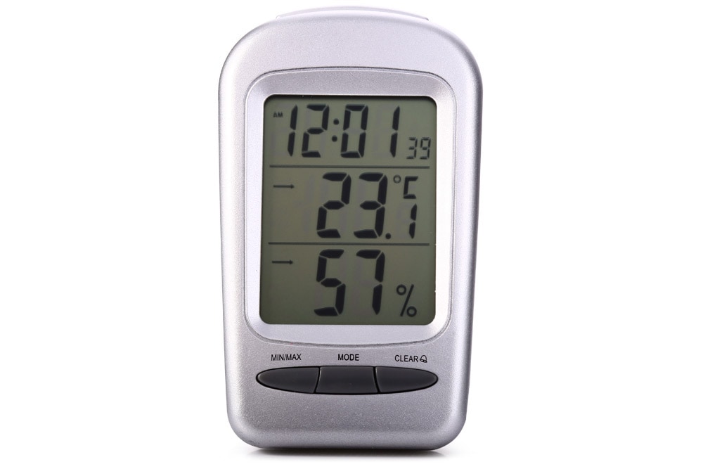 QF665 5 in 1 Digital Temperature Humidity Meter / Calendar / Clock / Alarm with LCD Display- Silver Gray QF665 5 in 1 Digital Temperature Humidity Meter / Calendar / Clock / Alarm with LCD Display- Silver Gray