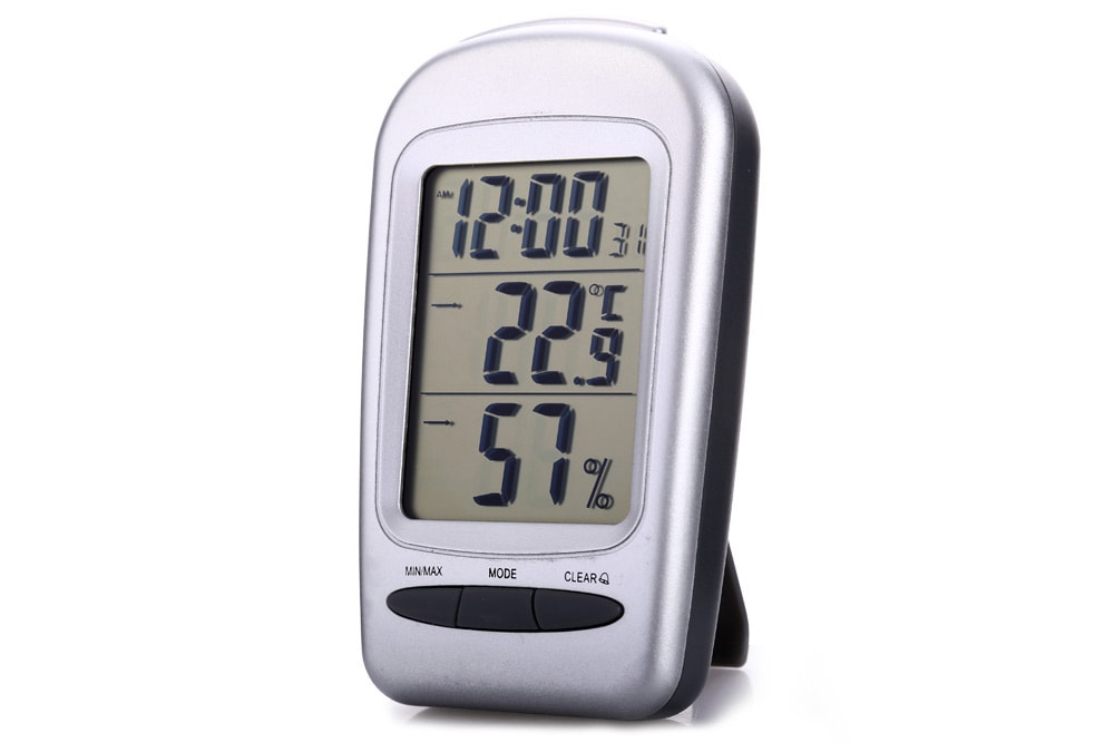 QF665 5 in 1 Digital Temperature Humidity Meter / Calendar / Clock / Alarm with LCD Display- Silver Gray QF665 5 in 1 Digital Temperature Humidity Meter / Calendar / Clock / Alarm with LCD Display- Silver Gray