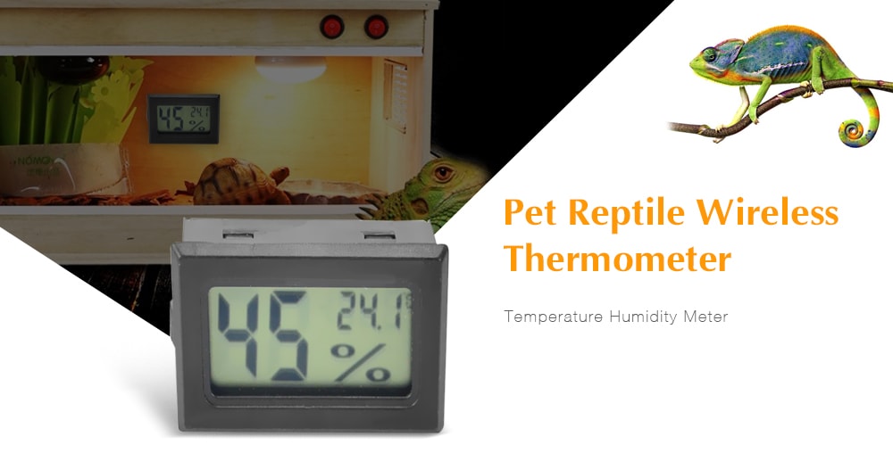 Outdoor Pet Reptile Wireless Thermometer Temperature Humidity Meter- Black Outdoor Pet Reptile Wireless Thermometer Temperature Humidity Meter- Black