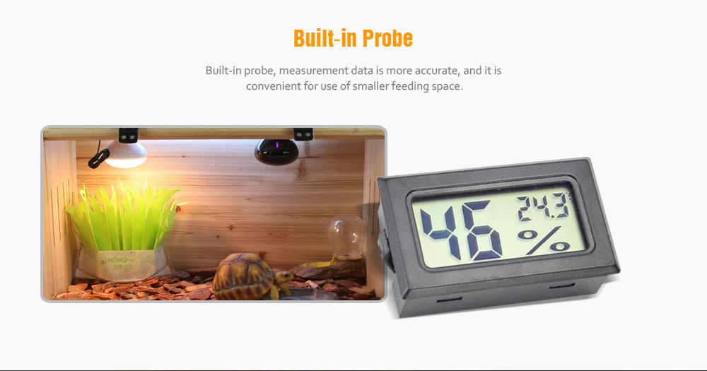 Outdoor Pet Reptile Wireless Thermometer Temperature Humidity Meter- Black Outdoor Pet Reptile Wireless Thermometer Temperature Humidity Meter- Black