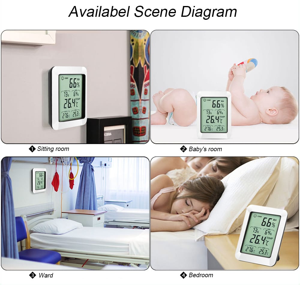 RZ820 Large LCD Digital Thermo-hygrometer Weather Thermometer Hygrometer Monitor Temperature and Humidity Meter for Home Office- White RZ820 Large LCD Digital Thermo-hygrometer Weather Thermometer Hygrometer Monitor Temperature and Humidity Meter for Home Office- White