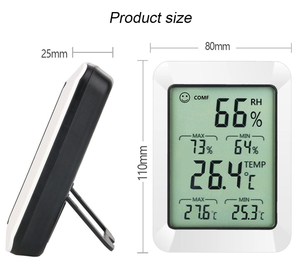 RZ820 Large LCD Digital Thermo-hygrometer Weather Thermometer Hygrometer Monitor Temperature and Humidity Meter for Home Office- White RZ820 Large LCD Digital Thermo-hygrometer Weather Thermometer Hygrometer Monitor Temperature and Humidity Meter for Home Office- White