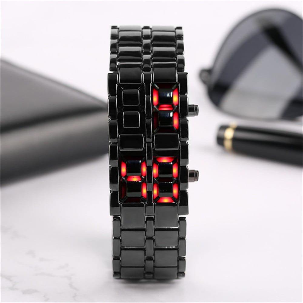 Stainless Steel Men Digital Watches- Cherry Red Stainless Steel Men Digital Watches- Cherry Red