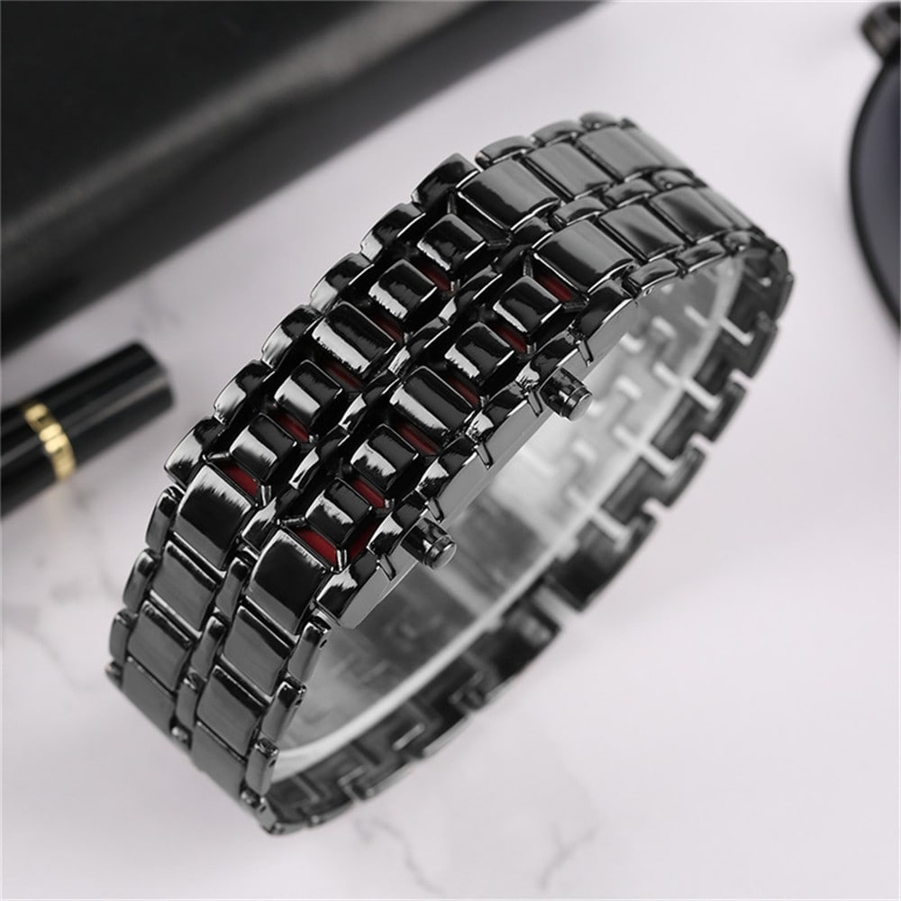Stainless Steel Men Digital Watches- Cherry Red Stainless Steel Men Digital Watches- Cherry Red