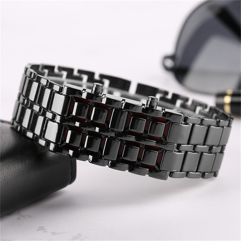 Stainless Steel Men Digital Watches- Cherry Red Stainless Steel Men Digital Watches- Cherry Red