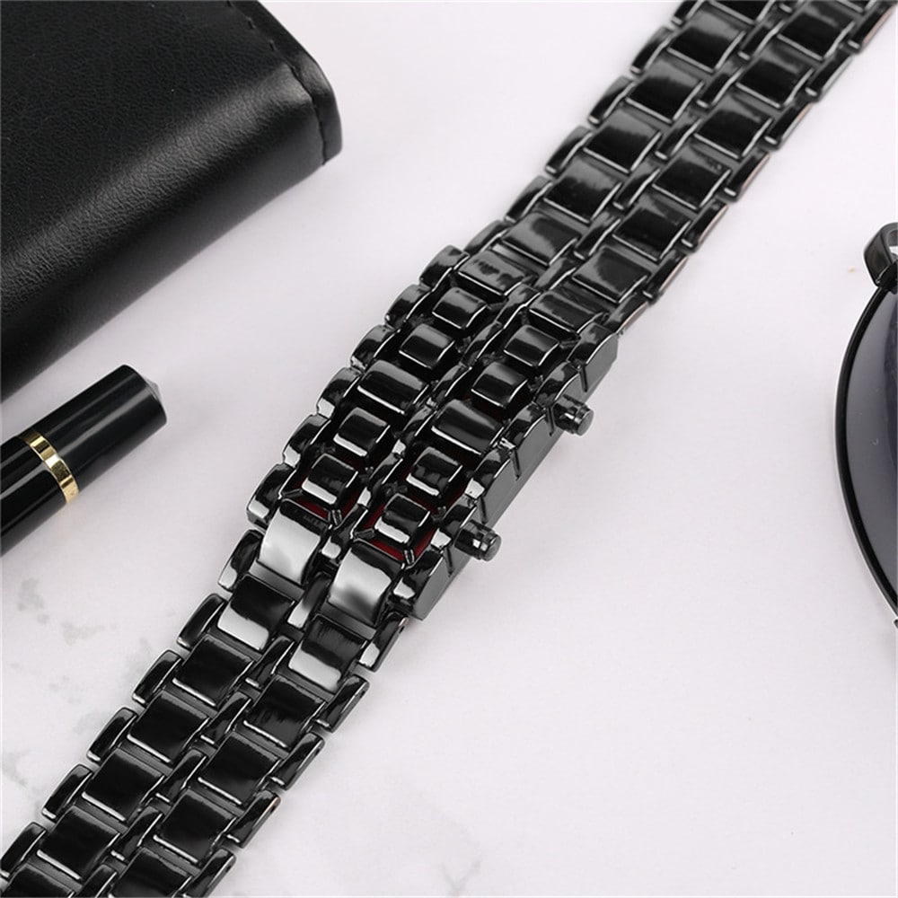 Stainless Steel Men Digital Watches- Cherry Red Stainless Steel Men Digital Watches- Cherry Red