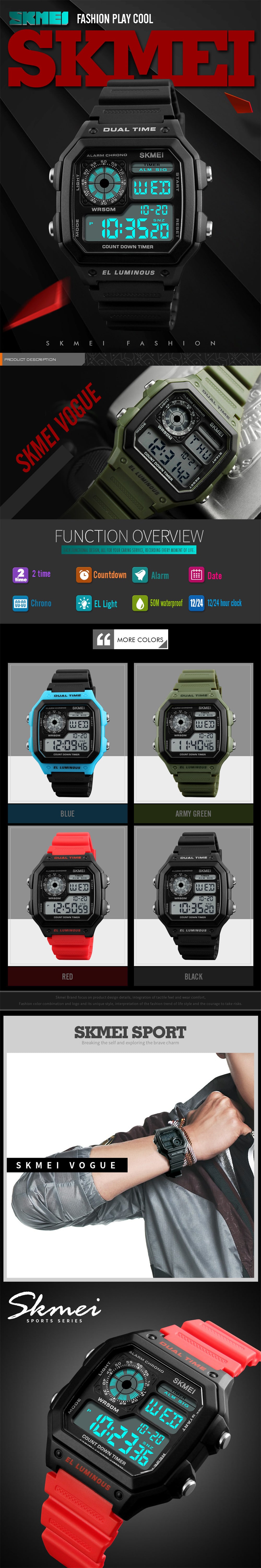 SKMEI Sports Men Top Brand Luxury Famous Water Resistant LED Digital Watches- Multi-B SKMEI Sports Men Top Brand Luxury Famous Water Resistant LED Digital Watches- Multi-B