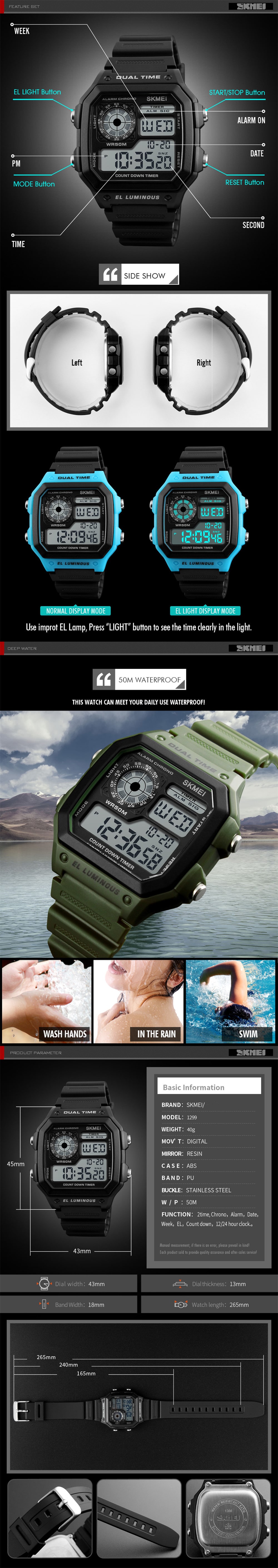 SKMEI Sports Men Top Brand Luxury Famous Water Resistant LED Digital Watches- Multi-B SKMEI Sports Men Top Brand Luxury Famous Water Resistant LED Digital Watches- Multi-B