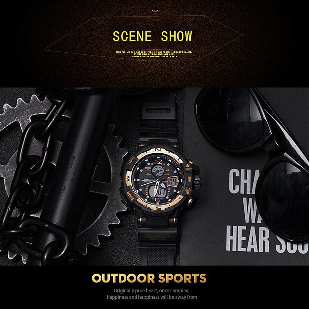 SMAEL Luxury Brand Men Digital Sport Watches Dual Display Clock- Multi-E SMAEL Luxury Brand Men Digital Sport Watches Dual Display Clock- Multi-E