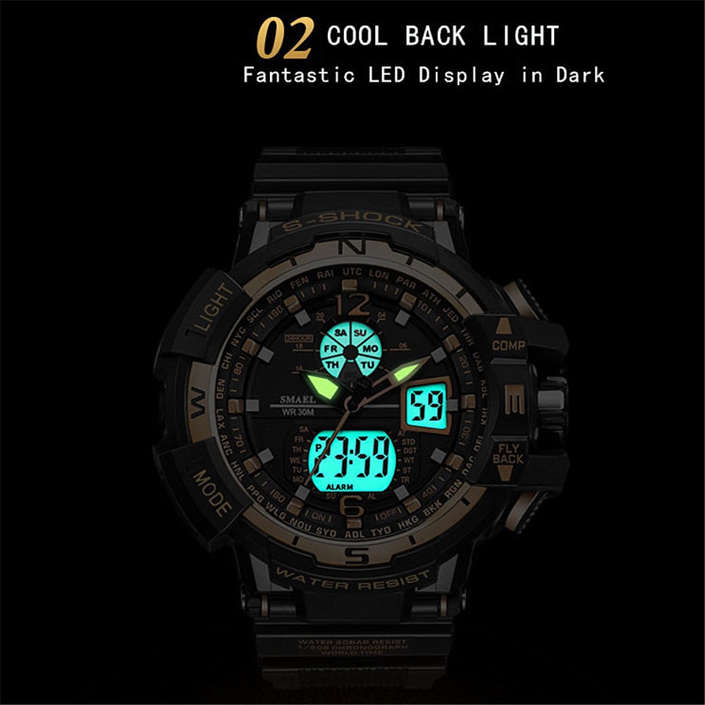 SMAEL Luxury Brand Men Digital Sport Watches Dual Display Clock- Multi-E SMAEL Luxury Brand Men Digital Sport Watches Dual Display Clock- Multi-E