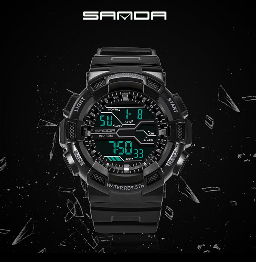 SANDA Electronic Sport Watch Men Top Brand Luxury LED Digital Watches- White SANDA Electronic Sport Watch Men Top Brand Luxury LED Digital Watches- White