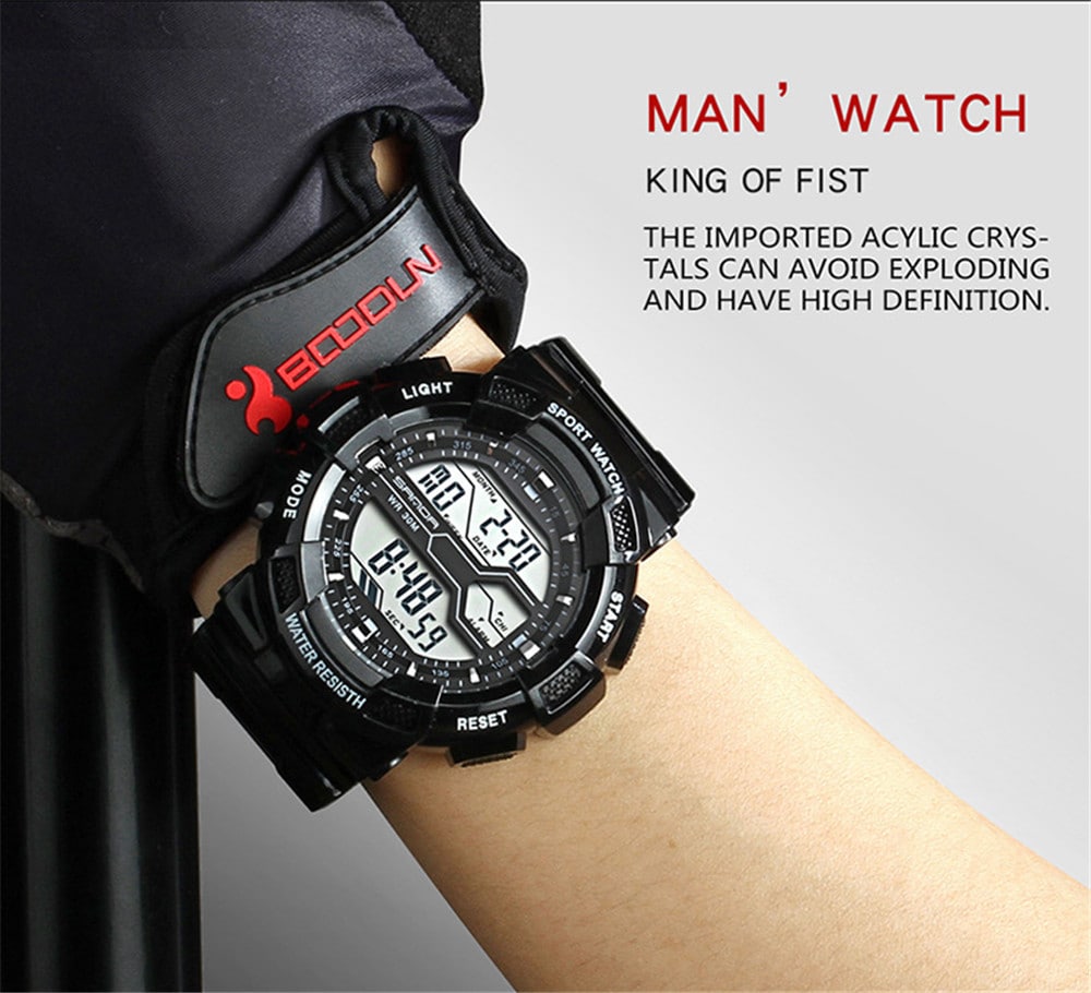 SANDA Electronic Sport Watch Men Top Brand Luxury LED Digital Watches- White SANDA Electronic Sport Watch Men Top Brand Luxury LED Digital Watches- White